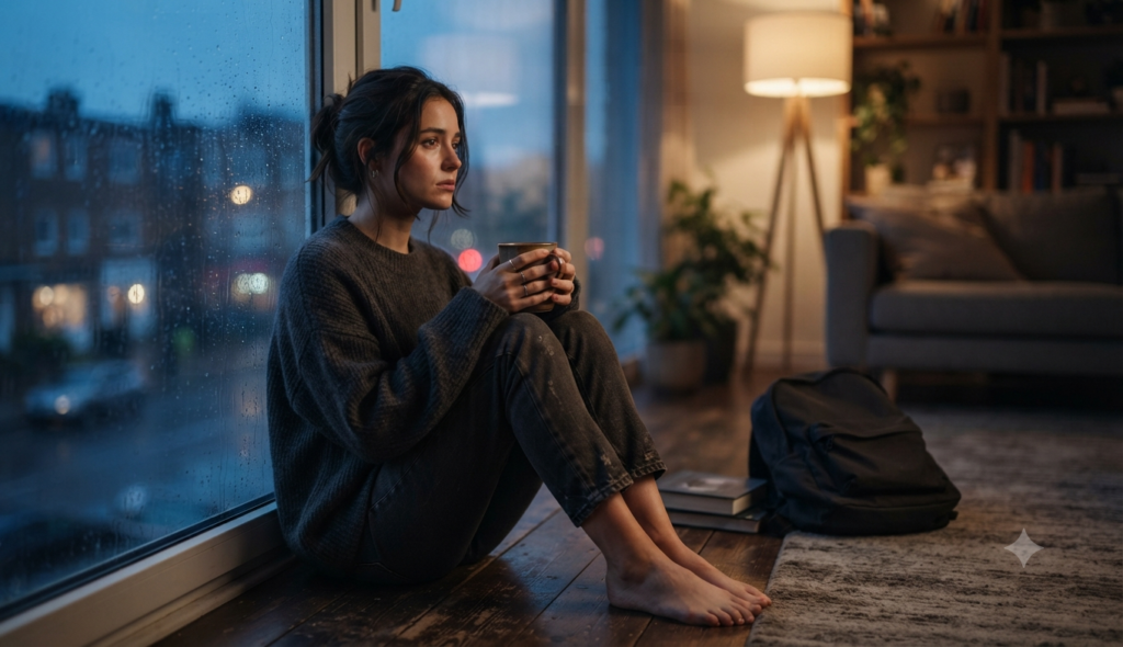 Person quietly reflecting after being emotionally hurt.