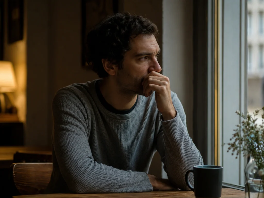 Person reflecting alone while seeking an honest outside perspective about a difficult life situation