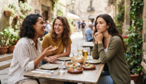 Woman realizing her friends may not be completely objective.
