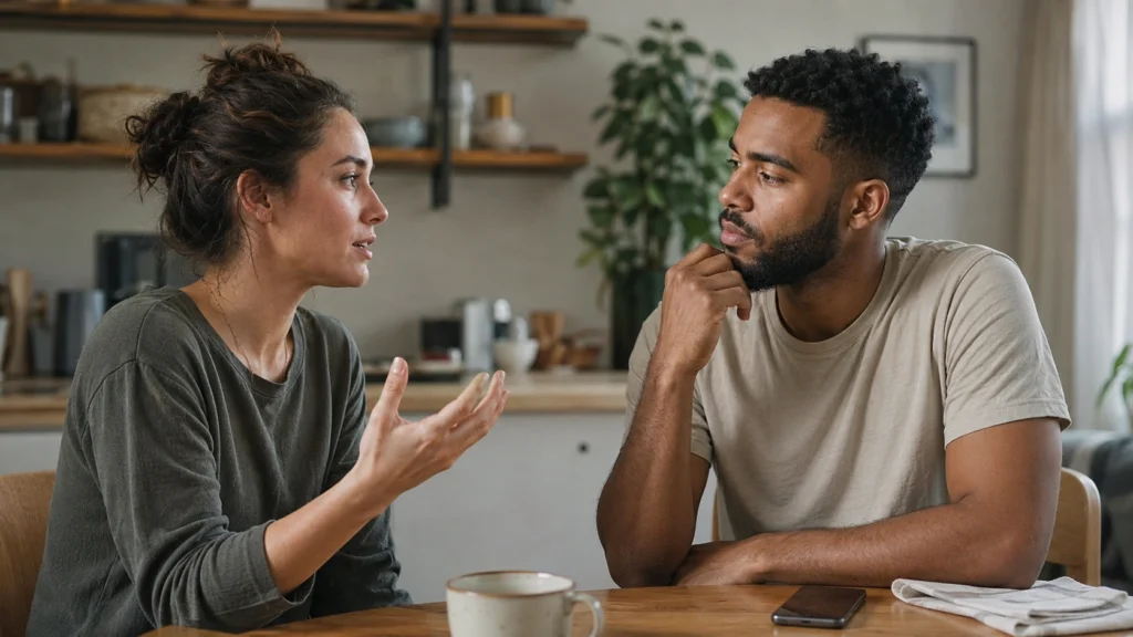 Dos personas analizando con calma si un comportamiento dentro de una relación es preocupante